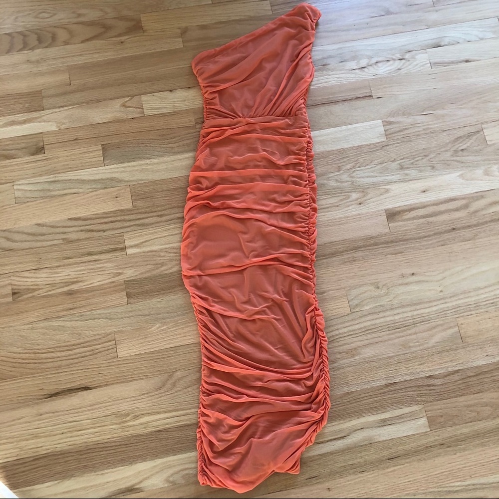 SHEIN Orange One Shoulder Dress - Small